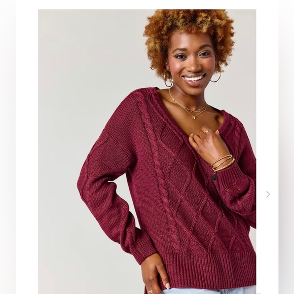 NWT Jonnie Deep V Cable Knit Sweater Small - Picture 2 of 5